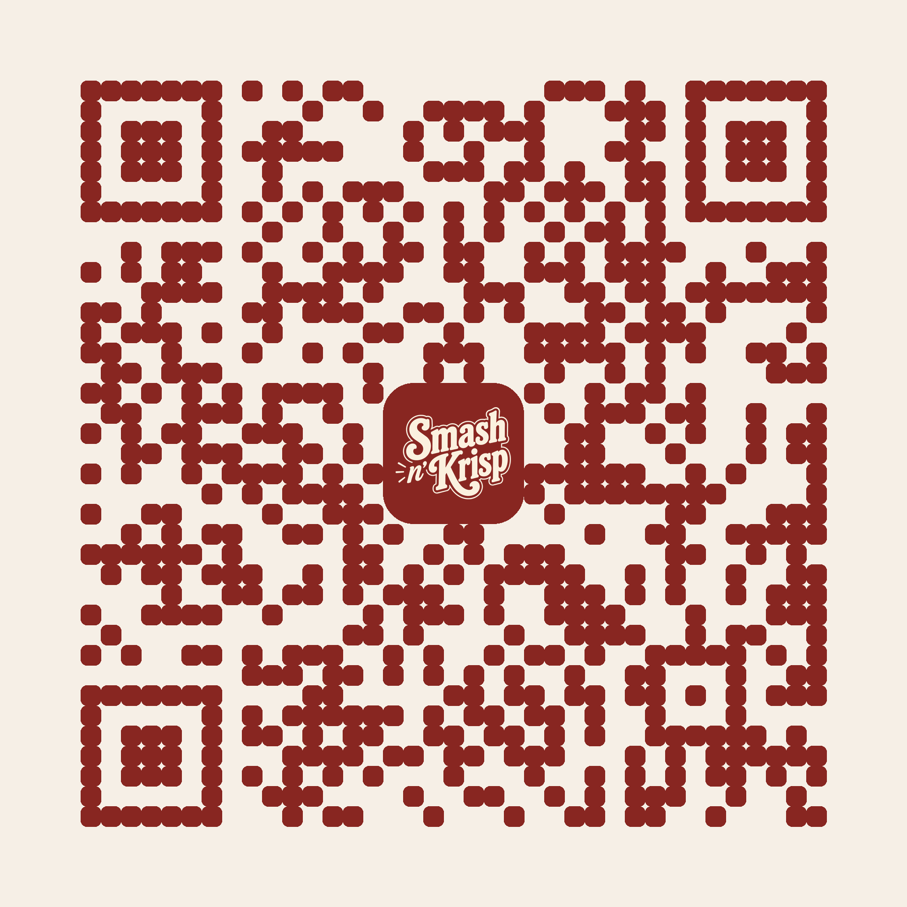 QR code linking to the Smash n' Krisp social links page